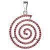 Silver pendant with czech garnet, rhodium plated - spiral
