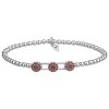 Silver bracelet with czech garnet, rhodium plated - flower