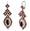 Silver earrings with czech garnet and pearl, rhodium plated