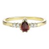 Gold ring with czech garnet and diamond
