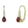 Gold earrings with czech garnet and diamond