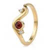 Gold ring with czech garnet and diamond
