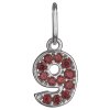 Silver pendant with czech garnet, rhodium plated - number 9