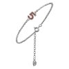 Silver bracelet with czech garnet, rhodium plated - number 5