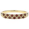 Gold ring with czech garnet and diamond