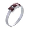 Silver ring with czech garnet, rhodium plated - square                                              