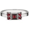 Silver ring with czech garnet, rhodium plated - square                                              