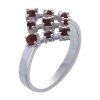Silver ring with czech garnet, rhodium plated - square                                              