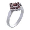 Silver ring with czech garnet, rhodium plated - square                                              