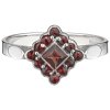 Silver ring with czech garnet, rhodium plated - square                                              