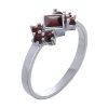Silver ring with czech garnet, rhodium plated - square                                              