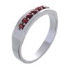 Silver ring with czech garnet, rhodium plated - line                                                