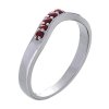 Silver ring with czech garnet, rhodium plated - wave                                                