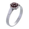 Silver ring with czech garnet, rhodium plated - flower                                              