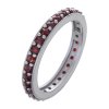 Silver ring with czech garnet, rhodium plated - line                                                