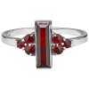 Silver ring with czech garnet, rhodium plated - rectangle                                           