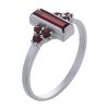 Silver ring with czech garnet, rhodium plated - rectangle                                           