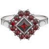 Silver ring with czech garnet, rhodium plated - square                                              