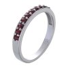 Silver ring with czech garnet, rhodium plated - line                                                
