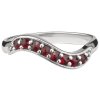 Silver ring with czech garnet, rhodium plated - wave                                                