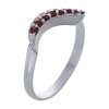 Silver ring with czech garnet, rhodium plated - wave                                                