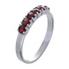 Silver ring with czech garnet, rhodium plated - line                                                