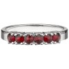 Silver ring with czech garnet, rhodium plated - line                                                