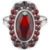Silver ring with czech garnet, rhodium plated - oval                                                