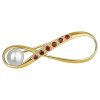 Silver brooch with czech garnet and pearl, gold plated - infinity                                   