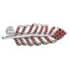 Silver brooch with czech garnet, rhodium plated - feather                                           
