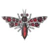 Silver brooch with czech garnet, rhodium plated, animal - butterfly                                 