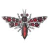 Silver brooch with czech garnet, rhodium plated, animal - butterfly                                 