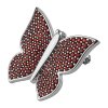 Silver brooch with czech garnet, rhodium plated, animal - butterfly                                 