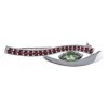 Silver brooch with czech garnet and moldavite, rhodium plated - wave                                