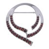 Silver brooch with czech garnet, rhodium plated - circle                                            