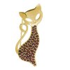 Silver brooch with czech garnet, gold plated, animal - cat                                          