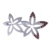 Silver brooch with czech garnet, rhodium plated - flower                                            