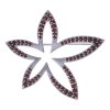 Silver brooch with czech garnet, rhodium plated - flower                                            