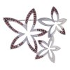 Silver brooch with czech garnet, rhodium plated - flower                                            