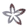 Silver brooch with czech garnet, rhodium plated - flower                                            