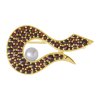Silver brooch with czech garnet and pearl, gold plated                                              