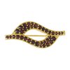 Silver brooch with czech garnet, gold plated - wave                                                 