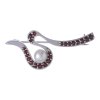 Silver brooch with czech garnet and pearl, rhodium plated - wave                                    