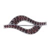 Silver brooch with czech garnet, rhodium plated - wave                                              