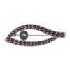Silver brooch with czech garnet and moldavite, rhodium plated - wave                                