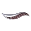 Silver brooch with czech garnet, rhodium plated - wave                                              