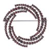 Silver brooch with czech garnet, rhodium plated - circle                                            