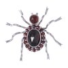 Silver brooch with czech garnet, rhodium plated, animal - spider                                    