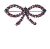 Silver brooch with czech garnet, rhodium plated - bow                                               