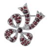 Silver brooch with czech garnet, rhodium plated - bow                                               